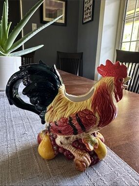 Decorative Rooster Ceramic Multicolor Pitcher